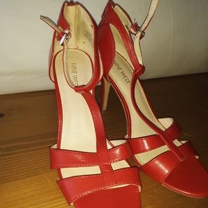 Nine West Red Ankle Strap Heels